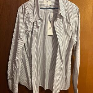 Babaton Black and White Striped Blouse